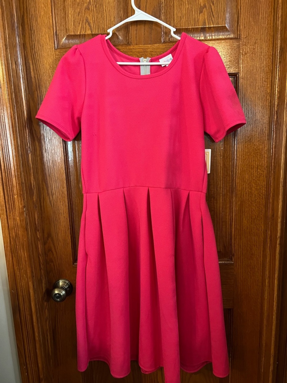 Lularoe Woman’s 2X Hot Pink Amelia Dress Short Sleeves NWT